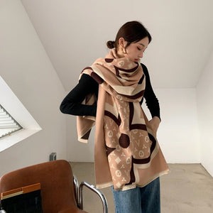2021 brand skull cashmere scarf women men winter scarf thick shawl wrap head scarf holiday gift