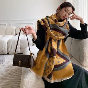 2021 brand skull cashmere scarf women men winter scarf thick shawl wrap head scarf holiday gift