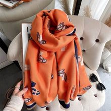 Load image into Gallery viewer, 2021 brand skull cashmere scarf women men winter scarf thick shawl wrap head scarf holiday gift