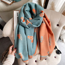 Load image into Gallery viewer, 2021 brand skull cashmere scarf women men winter scarf thick shawl wrap head scarf holiday gift