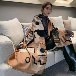 2021 brand skull cashmere scarf women men winter scarf thick shawl wrap head scarf holiday gift