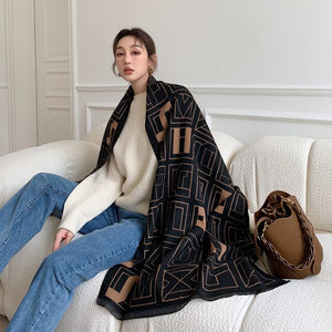 2021 brand skull cashmere scarf women men winter scarf thick shawl wrap head scarf holiday gift