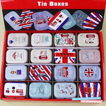 Load image into Gallery viewer, 12Pieces/Lot Portable Mini Metal Tin Box Multiple Pattern Printing Mac Makeup Jewelry Pill Storage Box With Lid Gift Packing Box