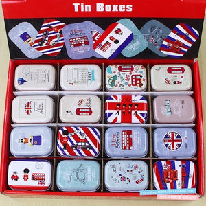 12Pieces/Lot Portable Mini Metal Tin Box Multiple Pattern Printing Mac Makeup Jewelry Pill Storage Box With Lid Gift Packing Box