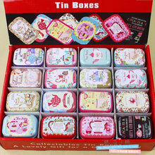 Load image into Gallery viewer, 12Pieces/Lot Portable Mini Metal Tin Box Multiple Pattern Printing Mac Makeup Jewelry Pill Storage Box With Lid Gift Packing Box