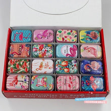 Load image into Gallery viewer, 12Pieces/Lot Portable Mini Metal Tin Box Multiple Pattern Printing Mac Makeup Jewelry Pill Storage Box With Lid Gift Packing Box