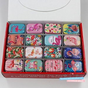 12Pieces/Lot Portable Mini Metal Tin Box Multiple Pattern Printing Mac Makeup Jewelry Pill Storage Box With Lid Gift Packing Box