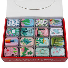 Load image into Gallery viewer, 12Pieces/Lot Portable Mini Metal Tin Box Multiple Pattern Printing Mac Makeup Jewelry Pill Storage Box With Lid Gift Packing Box