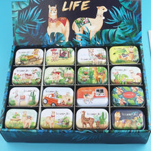 Load image into Gallery viewer, 12Pieces/Lot Portable Mini Metal Tin Box Multiple Pattern Printing Mac Makeup Jewelry Pill Storage Box With Lid Gift Packing Box