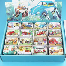 Load image into Gallery viewer, 12Pieces/Lot Portable Mini Metal Tin Box Multiple Pattern Printing Mac Makeup Jewelry Pill Storage Box With Lid Gift Packing Box