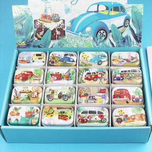 12Pieces/Lot Portable Mini Metal Tin Box Multiple Pattern Printing Mac Makeup Jewelry Pill Storage Box With Lid Gift Packing Box