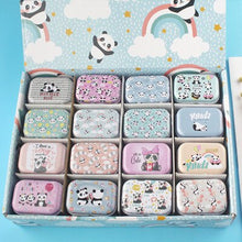 Load image into Gallery viewer, 12Pieces/Lot Portable Mini Metal Tin Box Multiple Pattern Printing Mac Makeup Jewelry Pill Storage Box With Lid Gift Packing Box