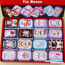 Load image into Gallery viewer, 12Pieces/Lot Portable Mini Metal Tin Box Multiple Pattern Printing Mac Makeup Jewelry Pill Storage Box With Lid Gift Packing Box