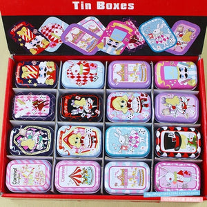 12Pieces/Lot Portable Mini Metal Tin Box Multiple Pattern Printing Mac Makeup Jewelry Pill Storage Box With Lid Gift Packing Box