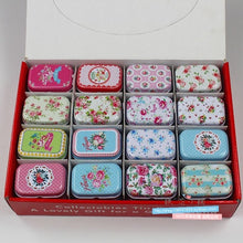 Load image into Gallery viewer, 12Pieces/Lot Portable Mini Metal Tin Box Multiple Pattern Printing Mac Makeup Jewelry Pill Storage Box With Lid Gift Packing Box