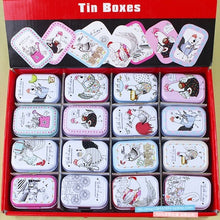 Load image into Gallery viewer, 12Pieces/Lot Portable Mini Metal Tin Box Multiple Pattern Printing Mac Makeup Jewelry Pill Storage Box With Lid Gift Packing Box