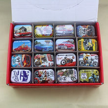 Load image into Gallery viewer, 12Pieces/Lot Portable Mini Metal Tin Box Multiple Pattern Printing Mac Makeup Jewelry Pill Storage Box With Lid Gift Packing Box