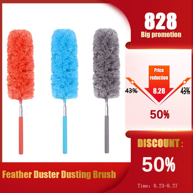 Adjustable Stretch Extend Microfiber Feather Duster Dusting Brush Household Cleaning Tool for Car Window Table Living Room