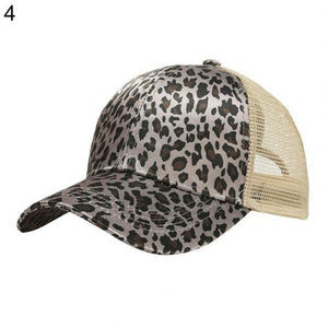 2020 Baseball Cap Women Summer Leopard Print Anti UV Ponytail Hat Outdoor Sports Baseball Caps Female Adjustable Hip Hop Hats