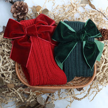Load image into Gallery viewer, Baby Girls Knee High Socks Kids Cotton Big Bow Christmas Sock Solid Woolen Leg Warmers Girl Toddler Soft Long Socks For Children
