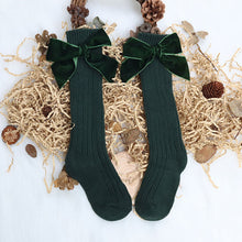 Load image into Gallery viewer, Baby Girls Knee High Socks Kids Cotton Big Bow Christmas Sock Solid Woolen Leg Warmers Girl Toddler Soft Long Socks For Children