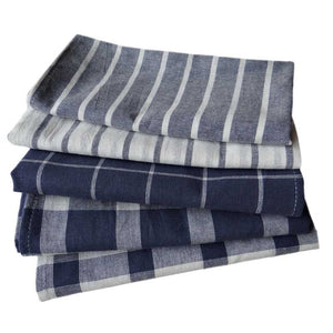 5pcs/lot Solid Color Simple Style Blue Series Yarn-dyed Cloth Napkins Tea Towels Kitchen Dishcloth Baking Food Mat 50x70cm