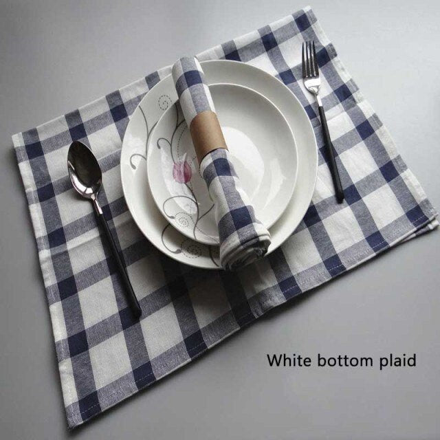 5pcs/lot Solid Color Simple Style Blue Series Yarn-dyed Cloth Napkins Tea Towels Kitchen Dishcloth Baking Food Mat 50x70cm