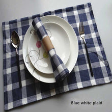 Load image into Gallery viewer, 5pcs/lot Solid Color Simple Style Blue Series Yarn-dyed Cloth Napkins Tea Towels Kitchen Dishcloth Baking Food Mat 50x70cm
