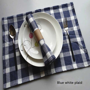 5pcs/lot Solid Color Simple Style Blue Series Yarn-dyed Cloth Napkins Tea Towels Kitchen Dishcloth Baking Food Mat 50x70cm