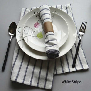 5pcs/lot Solid Color Simple Style Blue Series Yarn-dyed Cloth Napkins Tea Towels Kitchen Dishcloth Baking Food Mat 50x70cm