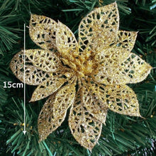 Load image into Gallery viewer, Hot 10Pcs 15CM Glitter Artificial Flowers Christmas Tree Ornaments Decorations Christmas Decorations For Home Christmas Gifts 7Z