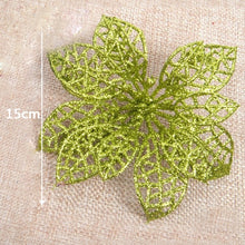 Load image into Gallery viewer, Hot 10Pcs 15CM Glitter Artificial Flowers Christmas Tree Ornaments Decorations Christmas Decorations For Home Christmas Gifts 7Z