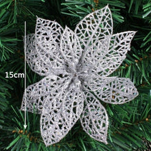 Load image into Gallery viewer, Hot 10Pcs 15CM Glitter Artificial Flowers Christmas Tree Ornaments Decorations Christmas Decorations For Home Christmas Gifts 7Z