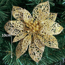 Load image into Gallery viewer, Hot 10Pcs 15CM Glitter Artificial Flowers Christmas Tree Ornaments Decorations Christmas Decorations For Home Christmas Gifts 7Z