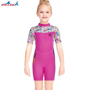 Boys Girls 2.5mm Neoprene Kids Shorty Wetsuits Thermal Swimsuit Back Zip Keep Warm Toddler Child Swimming Diving Surfing