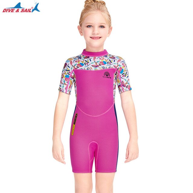Boys Girls 2.5mm Neoprene Kids Shorty Wetsuits Thermal Swimsuit Back Zip Keep Warm Toddler Child Swimming Diving Surfing