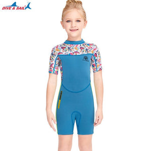 Boys Girls 2.5mm Neoprene Kids Shorty Wetsuits Thermal Swimsuit Back Zip Keep Warm Toddler Child Swimming Diving Surfing