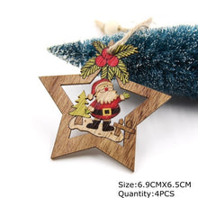 Load image into Gallery viewer, 4PCS Star Printed Wooden Pendants Ornaments Xmas Tree Ornament DIY Wood Crafts Kids Gift for Home Christmas Party Decorations