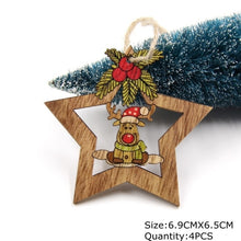 Load image into Gallery viewer, 4PCS Star Printed Wooden Pendants Ornaments Xmas Tree Ornament DIY Wood Crafts Kids Gift for Home Christmas Party Decorations