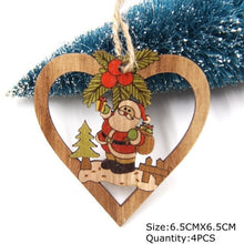 Load image into Gallery viewer, 4PCS Star Printed Wooden Pendants Ornaments Xmas Tree Ornament DIY Wood Crafts Kids Gift for Home Christmas Party Decorations