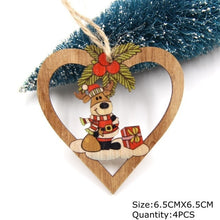Load image into Gallery viewer, 4PCS Star Printed Wooden Pendants Ornaments Xmas Tree Ornament DIY Wood Crafts Kids Gift for Home Christmas Party Decorations