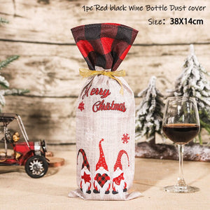 2022 New Year Gift Xmas Santa Wine Bottle Dust Cover Noel Christmas Decorations for Home Natal Navidad 2021 Dinner Table Decor