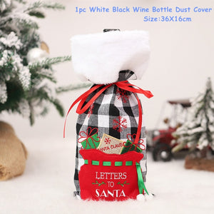 2022 New Year Gift Xmas Santa Wine Bottle Dust Cover Noel Christmas Decorations for Home Natal Navidad 2021 Dinner Table Decor