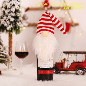 2022 New Year Gift Xmas Santa Wine Bottle Dust Cover Noel Christmas Decorations for Home Natal Navidad 2021 Dinner Table Decor
