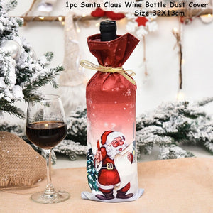 2022 New Year Gift Xmas Santa Wine Bottle Dust Cover Noel Christmas Decorations for Home Natal Navidad 2021 Dinner Table Decor