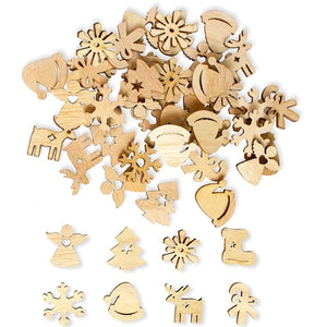 50pcs DIY Natural Wooden Art Craft Merry Christmas Decorations for Home Hanging Ball Tree Ornaments Xmas Gift