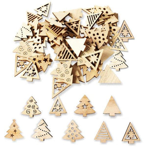 50pcs DIY Natural Wooden Art Craft Merry Christmas Decorations for Home Hanging Ball Tree Ornaments Xmas Gift