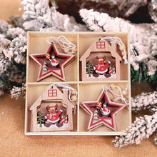 Load image into Gallery viewer, 12pcs Christmas Wooden Pendant Santa Claus Snowflake Xmas Tree Ornaments Hanging Decor DIY Christmas Decorations for Home 2022