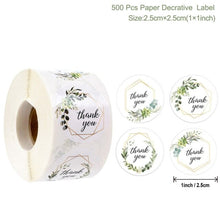 Load image into Gallery viewer, 500pcs Candy Bags Box Sticker Gift Bag Sealing Christmas Sticker Thank You Love Wedding Birthday Cookie Bag Kraft Paper Sticker
