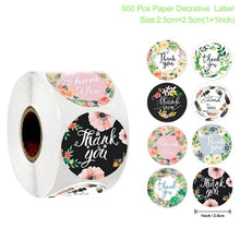 Load image into Gallery viewer, 500pcs Candy Bags Box Sticker Gift Bag Sealing Christmas Sticker Thank You Love Wedding Birthday Cookie Bag Kraft Paper Sticker